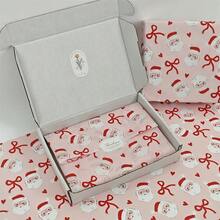 10/40 Sheets, Christmas Style Pink Santa Claus Bow Heart Pattern Wrapping Paper | 50cm X 35cm Handmade For Fragile Items Protection, Gift Box Filler, Party Decorations - Durable Holiday Packaging, Festive Wrapping, Seasonal Decor Christmas Christmas Decorations Christmas Pajamas Christmas Gifts Christmas Decor - Multicolor - View 3
