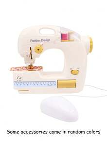 Set di macchine da cucire elettriche giocattolo per bambini, set fai-da-te per cucire vestiti in miniatura, accessori da sarta per il gioco di ruolo delle ragazze, mini strumenti di apprendimento della cucitura, decorazione per la stanza di apprendimento della cucitura, adatto per riparare vari indumenti piccoli