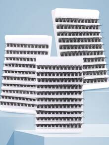 10 Trays/120 Clusters DIY Segmented False Eyelashes, Thick & Curly, Beginner-Friendly, Single Lash DIY, Create Natural Makeup Look At Home, Fluffy & Dense, Enlarge Eyes, Charming Eye Makeup, Portable Eyelash Tray, Suitable For Travel, Match Different Eye Makeups, Mixed Styles, Lengthening Options Available, 8/10/12/14/16mm, Easy To Use At Home - Black - View 4