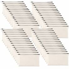 50 Peças Sacos de Zíper de Lona Bege - Bolsas DIY para Artesanato e Armazenamento de Cosméticos, Papelaria - Perfeito para Natal, Casamentos, Aniversários, Decoração de Casa, Decorações de Natal, Decoração de Quarto de Inverno