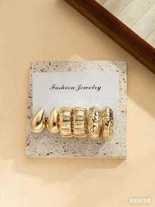 6-18pcs/Set Geometric Creative Earrings, Suitable For Daily Wear, Travel, Vacation. Great Gift For Couples, Lovers, Family, Friends, Mother's Day