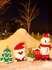 Christmas Santa Claus, Christmas Tree, Train, Snowman Micro Particle Building Blocks Christmas Gift, Creative Gift, Reindeer Assembly Building Blocks - Educational ABS Toy Gift Box, Best Holiday Gift - Multicolor - View 8