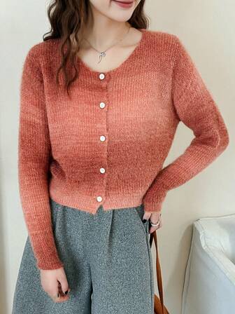 Women's Gradient Knitted Cardigan, High-End Fashionable Sweater Jacket, Spring/Autumn