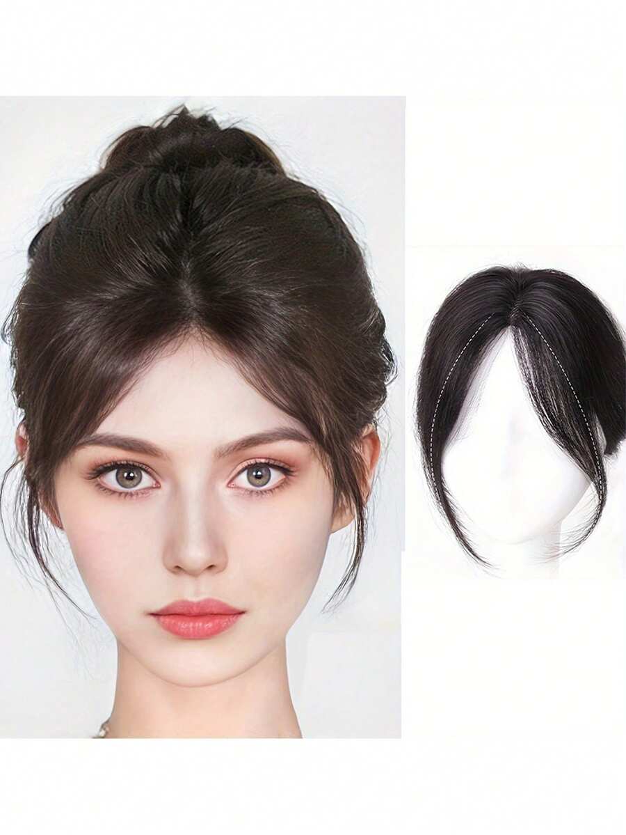 合成部分刘海帘式刘海发片，遮盖白发，增加发量，适用于稀疏头发，日常使用的顶发接发 - 彩色 - 查看 1