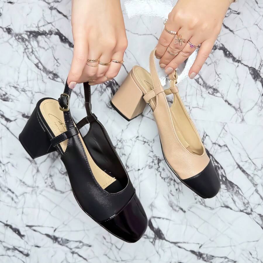 La Caprichosa Zapatos Slingback Mujer Bicolor Elegantes Punta Cuadrada Tacón Bajo, Sandalias Slingback Mujer Comodas Casuales Oficina Tacón Bajo, Zapatos de Vestir Mujer Slingback Bicolor recubierto Elegantes, Zapatos Slingback Mujer Elegantes Punta Cuadrada Moda 2025, Zapatos Mujer Tacón Bajo Slingback Elegantes Para Oficina y Fiesta, Zapatos Bicolor Slingback Mujer Tacón Bajo recubierto Casual Chic, Sandalias Slingback Mujer Elegantes Comodas Oficina Diario - Beis - Ver 1