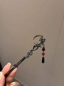 Women's Chinese Style Moon Shaped Hairpin With Tassel, Vintage Style, Unique Design, High-Grade Hair Accessories For Updo Hairstyle Hair Bun Hair Bun Maker Bun Hair Piece Hair Styling Pins, School Stuff - Multicolor - View 6