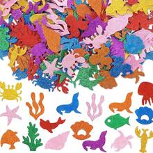 120pcs Gold Powder Ocean Animal Shaped Foam Stickers, DIY Self-Adhesive, Party Craft - Multicolor - View 1