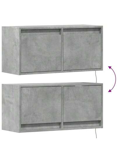 VidaXL TV Wand Unit LED Lighting 80x31x35 Cm Concrete Grijs view 10