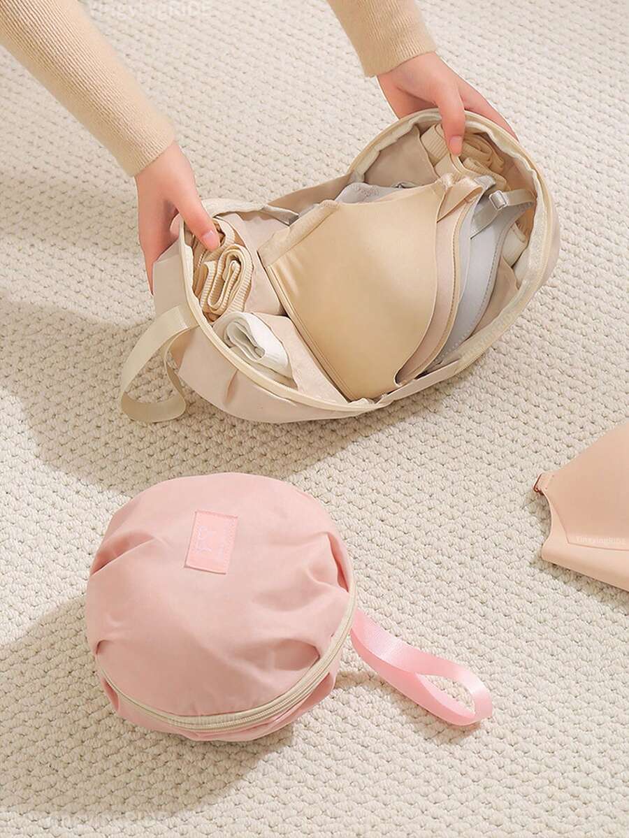 1 Honey Girl Style Bra Organizer Bag, Lightweight, Portable, Multi-Compartment Design For Efficient Storage Of Bras And Underwear, Handheld & Hanging Option, Perfect For Travel And Home Organization, Travel Organizer, Beige Organizer Bag, Zipper Closure, Bra Storage Organizer, Bra Organizer Bag Bag For School School Accessories School Stuff