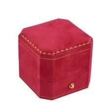 1pcs Elegant Velvet Red Ring Box, Wedding Ring Gift Box, Wedding Jewelry Box, Suitable For Valentine's Day, Wedding, Engagement, Proposal