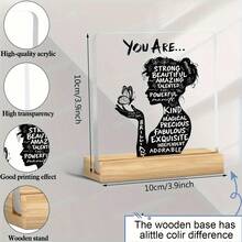 An Acrylic Desktop Decoration With Positive Affirmations - You Are Strong, Beautiful, Amazing - Elegant 2D Design For Home, Office, Or Cafe Decoration - Perfect Gift For Birthdays, Move-Ins, Holidays, And Encouragement - 亞克力 - 查看 4