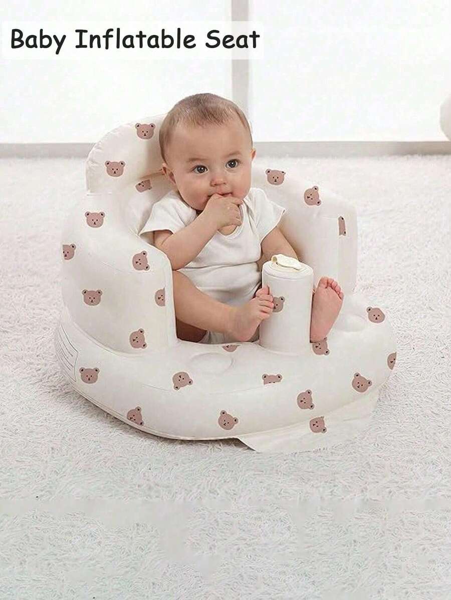 Multifunctional Inflatable Baby Learning Chair And Baby Bath Stool, Baby Inflatable Seat For Babies 3 Months And Up Summer Inflatable Baby Seat For Sitting Up, Blow Up Baby Floor Seat , Baby Shower Chair Floor Seater, Infant Back Support Sofa