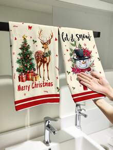 1pc/2pcs/6pcs Super Soft Microfiber Christmas Hand Towels, Santa Claus, Snowflake, Reindeer, Christmas Tree Pattern Design Dish Cloths, Kitchen And Dining Room Decor, Outdoor Party Supplies, Suitable For Christmas Kitchen And Bathroom Decor, Advent Calendar Gift, Christmas Surprise - Multicolor - View 10