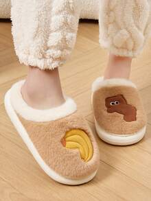 Pantuflas de felpa gruesa para adolescentes, niños y niñas, otoño/invierno, 2025 Nuevo fondo grueso cálido y antideslizante para el hogar