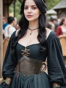 1 Stück Halloween Mode Frauen Blumen Muster PU Leder Breiter Taillengürtel, mittelalterlicher Retro Stil, Wikinger Kostüm, Erwachsenen Rollenspiel Accessoire