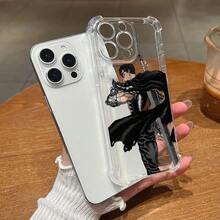 Custodia per telefono in stile retrò anime personalizzata con uomo con una grande spada in un mantello nero, compatibile con 16 16e 15 14 13 12 Mini 11 Pro Max X XR XSMAX 8 7 E Plus, anti-caduta ai quattro angoli, trasparente e morbida, cover posteriore ultra sottile in stile semplice Ins - Trasparente - Visualizzare 7
