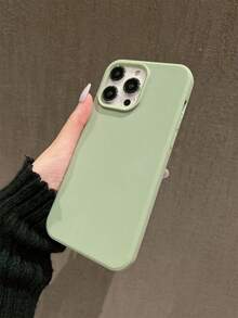 Minimalist Solid Color Large Hole Candy Phone Case, Matte Creative Shock-Resistant Phone Cover Compatible With Apple 11 12 13 14 15 16 Plus 13 Pro Max XR 16 14 Plus 14 Pro Max 13 Pro Mini, With Lanyard Waterproof Anti-Fall Scratch Resistant - 綠色 - 查看 2