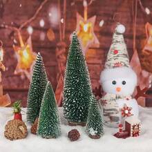 10 pièces Mini Sapins de Noël, Décorations de Noël, Base en Bois, Décorations d'Arbre de Noël, Sapins Verts en Sapin pour Décoration de Fête, Mariage, Bureau et Fête, Décoration de Table Festive, Décorations de Noël, Idéal pour Noël