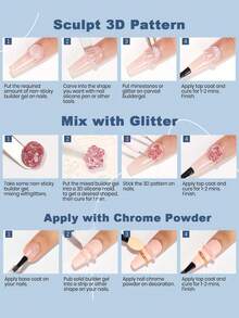 KAMUA 100g/30g Solid Extension Gel, Suitable For Nails - 3D Nail Art Sculpture Gel, Transparent Non-Sticky, Can Be Used For Carving And Shaping, Double-Ended Design, Flower Nail Decoration, Suitable For DIY Manicure At Home - Nhiều màu - Xem 5