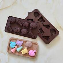 1pc 8-Cavity 3 Christmas Shape Chocolate Fondant Silicone Mold DIY Candy Ice Cube Jelly Dessert Cookie Baking Cake Decorating Tool Christmas Christmas Decorations Christmas Pajamas Christmas Gifts Christmas Decor