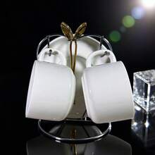 1/2 Set Ceașcă de cafea albă pură de 7oz cu farfurie și lingură, Design minimalist, Ceașcă de cafea ceramică elegantă europeană, Ceașcă de cappuccino, Ceașcă de porțelan negru, Potrivită pentru ceai, espresso, latte și mocha