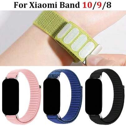Durable Nylon Strap, Suitable For Xiao Mi Mi Band 10/9/8-Adjustable Sports Replacement Wristband, Metal Connector, More Secure To Wear, Suitable For Both Men And Women, Smart Watch Accessory, Fashionable Wave Pattern Loop Design Strap, Perfect Choice For Gift Giving And Daily Wear
