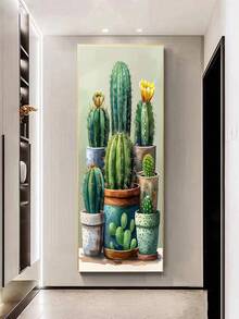 5D 钻石画套件 DIY 植物主题，绿色多肉仙人掌艺术，全钻亚克力圆形钻石，客厅卧室家居装饰，礼物 - 彩色 - 查看 6