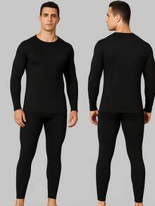 Conjunto Termico Flanelado Masculino Pelucia Frio Inverno Neve Forrado - Preto - Visão 2