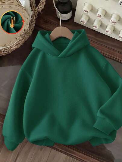 Winterkleidung für Mädchen, dicker Stoff für warmen Fleece im Herbst und Winter, grünes Kapuzensweatshirt, Unisex-Design, lässiger Stil, lange Ärmel, lockere Passform, weiches Material, geeignet für Herbst und Winter, für den Alltag, bequem und vielseitig, Mädchen-Sweatshirt, Baumwolloberteil, Sweatshirt mit überschnittenen Schultern, lässiges Oversize-Sweatshirt mit geschwungener Passform, vielseitig, mit Kapuze, lockeres Freizeitsweatshirt, Outdoor-Oberteil, vielseitiger Streetstyle, adretter Stil, lange Ärmel, geeignet für Kleidung bei kaltem Wetter, Kinderkleidung aus Baumwolle, flauschiges und bequemes Langarmoberteil