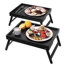 1pc, Bamboo Bed Tray Table With Foldable Legs, Breakfast Bed Trays Laptop Computer Tray, For Kitchen Serving Tray, Sofa, Snacking Or Working - Multicolor - View 17