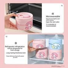 Sanrio 3-Layer Stainless Steel Thermal Bento Lunch Box, 600ml/400ml Capacity, Microwave , Leak-Proof, Long-Lasting Insulation, Suitable For Office Workers And Students
