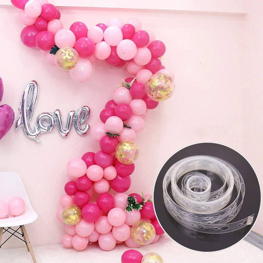 1 Roll, 5m Double Hole Balloon Arch Strips, Sturdier Balloon Garland Strips, For Balloon Tying, Balloon Arches And Balloon Garlands, Suitable For Easter, Birthday, Wedding Party, Christening, Graduation, Halloween, Christmas, New Year, Mother's Day Gifts - Clear - View 1