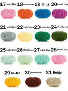 1/2 件天鹅绒柔软纱线，50 克/件，60 米/件，手工 DIY 针织中粗纱冰棒纱，粗涤纶柔软针织纱，适用于 DIY 工艺品，适用于针织和钩编围巾、帽子、鞋子、包包、靠垫、玩偶、毛毯、拖鞋、手工艺钩针项目 - 彩色 - 查看 4