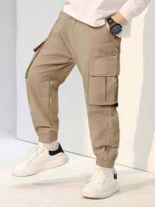 1pc Boys' Fashionable Casual Multi-Pocket Cargo Pants, Versatile For Commuting And Daily Wear