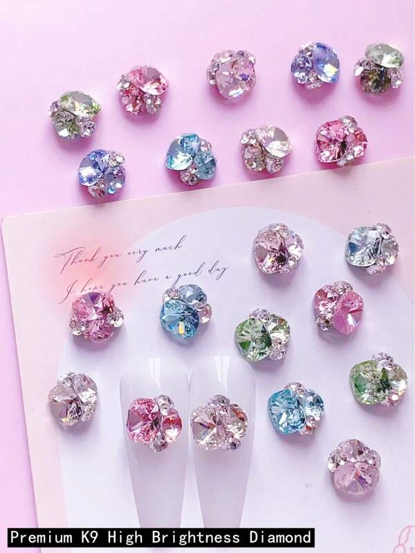 6 قطع تصميم ألماسي مكدس لزخرفة فن الأظافر، مجموعة الماس فاخرة للأظافر، DIY، أحجار كريمة للأظافر، تميمة للأظافر، منتجات الأظافر