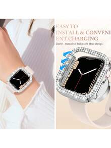 5-Pcs Set For Women, Rhinestone Decoration, Charming And Fashionable, Drop-Proof Protective Case, Compatible With Apple Watch Cases 38/40/41/42/44/45/46/49mm, Compatible With Apple Watch Series Ultra/Se/11/10/9/8/7/6/5/4/Se, Hard Pc Hollow Shell, Touch-Sensitive, Easy To Wear