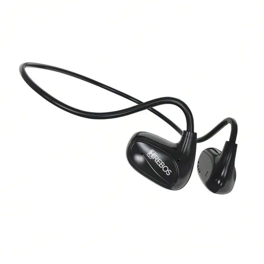 Fone De Ouvido Sem Fio Stereo Bluetooth Corrida Fitness Hrebos HS-406 - Preto - Visão 1