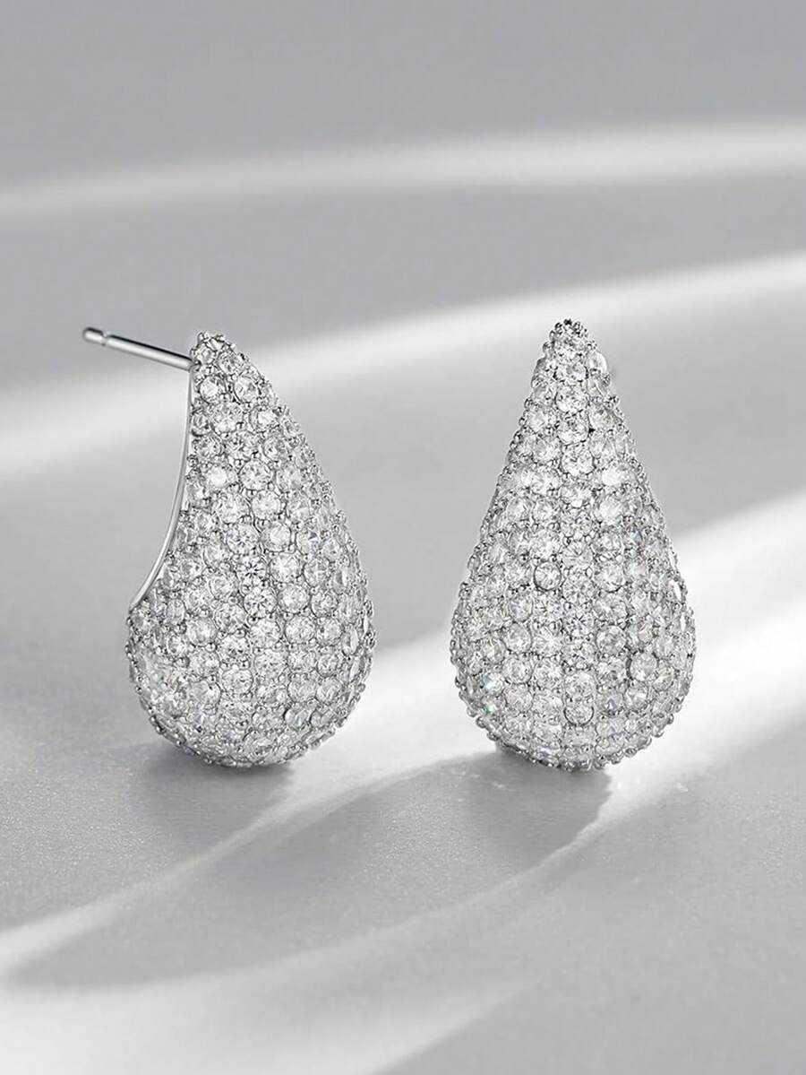 1 Pair Pretty Cubic Zirconia Drop Earrings For Women For Wedding Engagement Anniversary Jewelry Valentine's Day Gift
