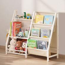 3-Tier Kids Bookshelf, Toy Storage Organizer For Toddler, Book Shelf For Kids Rooms With Sling Book Rack And Storage Bag, Kids Storage Book Shelves For Kids Room, Playroom, Kindergarten, Nursery - Kệ + Túi kim loại 31-40 inch Màu trắng - Xem 1