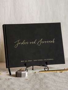 1pc Personalized Black Horizontal Wedding Guest Book, Customized Wedding Memorial Photo Album, Mr. & Mrs. Signing Book,Multi-Functional, ,Ornamental,Reusable,Exquisite,Stylish,High-Quality,Colorful,Modern,Custom,Personalized,Unique,Ideal Gifts For Him,Ideal Gifts For Her,Boyfriend,Dad,Girlfriend,Mom,Family,Friends,Tea Room,Home,Garden,Office,For Anniversaries,For Valentine's Day,For Mother's Day,For Birthdays,For Father's Day,For Graduation,For Weddings,For Housewarming,Home & Living,Haunt Your Home, Autumn Home Refresh