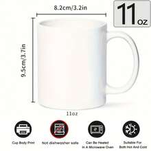 1pc Get Psyched For Psychology White 11 Ounce Ceramic Coffee Mug 11oz White Mug With Double Side Print, Fun Cup, Mug For Hot And Cold Drinks - 白色 - 查看 2
