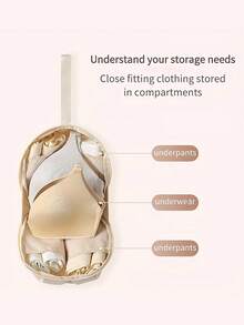 1 Honey Girl Style Bra Organizer Bag, Lightweight, Portable, Multi-Compartment Design For Efficient Storage Of Bras And Underwear, Handheld & Hanging Option, Perfect For Travel And Home Organization, Travel Organizer, Beige Organizer Bag, Zipper Closure, Bra Storage Organizer, Bra Organizer Bag Bag For School School Accessories School Stuff