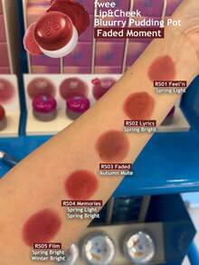 Fwee RS05 Lip & Cheek Soft Mousse Pudding, Shades: Film, Apricot Haze, Gray Rose, Air Mousse, Cashmere Soft Matte Effect, Watercolor Flush, Seamless Tint, Suitable For Sensitive Skin, Pocket Gem Case, Flat Cheek Savior, Brighten Inner Eyelids, Korean Makeup, 5g/0.17oz