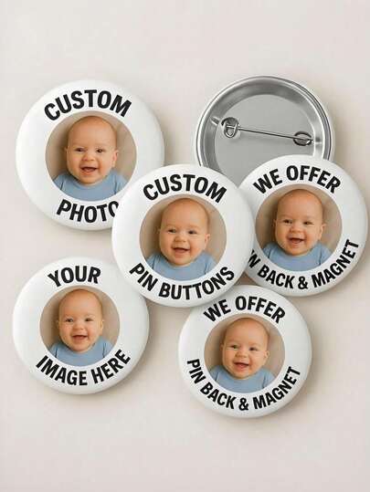Customized Photo Badge | Personalized Photo Badge | Customizable Birthday Gift, Use Our Custom Photo Lapel Pins To Showcase Your Favorite Memories! Whether It's A Baby Photo, Pet, Quote, Or Logo, These Personalized Buttons Are Great For Gifts, Events, Or Everyday Decoration, Perfect For Gifts, Sports Team Buttons, Classroom Gifts, Gag Gifts, Birthday Parties, Company Logos, Bachelor/Bachelorette Parties, And More.