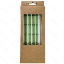 4pcs Bamboo Design Borosilicate Glass Straws With Cleaning Brush | Reusable, Dishwasher- | Perfect For Bubble Tea, Coffee & Roostertails | Party & Holiday Gift