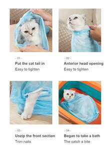 1pc Cat Bathing Bag, Cat Grooming Tool, Nail Clipper, Pet Cleaning Supplies, Anti-Scratch Anti-Bite Bathing Bag