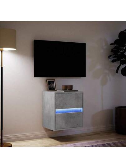 VidaXL TV Wand Unit LED Lighting 41x31x45 Cm Concrete Grijs view 5