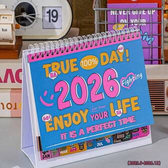 1 件复古 2026 年日历计划器，2025 年第四季度 + 2026 年全年日历倒计时笔记本