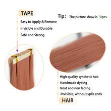 20 piezas Mini extensiones de cabello con cinta adhesiva invisible de 24 pulgadas rectas, extensiones de cabello sintético con cinta de colores para disfraz de Halloween, vestido de fiesta, Navidad, Año Nuevo