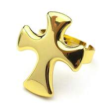 Cross Open Ring For Men Stainless Steel Gold Color Faith Catholic Amulet Male Adjustable Ring Jewelry Gifts - Ring - View 7